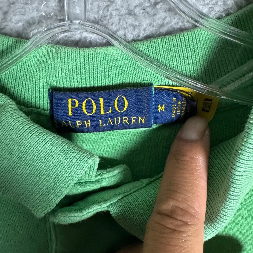 Polo Ralph Lauren Mens Green Heathered Short Sleeve Polo Shirt Size M Logo‎ 3589